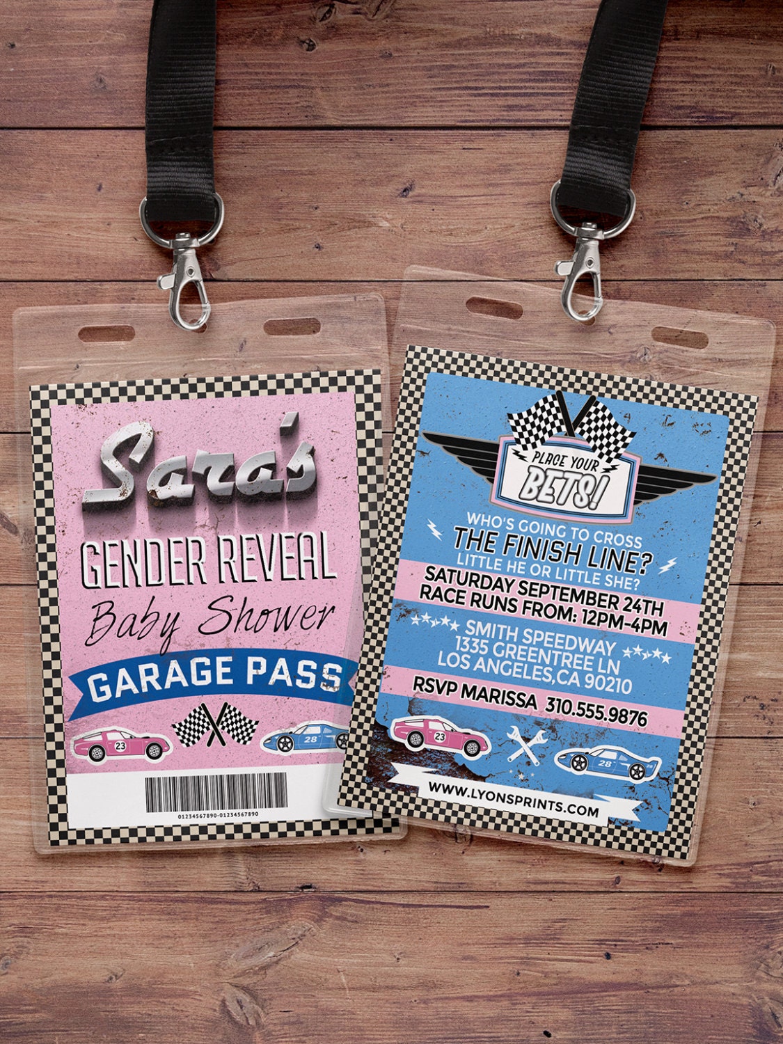Gender Reveal Invitation, Retro Race Car Invitation, Pitt Pass, Vintage Invite, Birthday, Vip Pass, Baby Shower