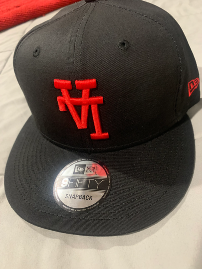 Upside Down "La" | New Era Snapback Black Hat Red Thread