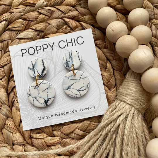 Faux Howlite Clay Earrings in Black & White