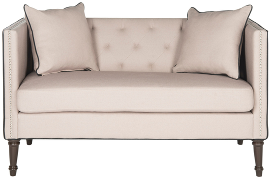 Safavieh Sarah Midcentury Taupe/Black/Espresso Polyester/Blend Loveseat in Off-White | FOX6206E