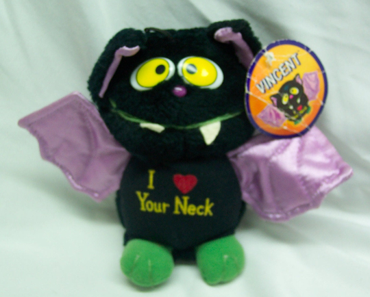 Vintage 1980's Russ Vincent The Vampire Bat "I Love Your Neck" 6" Plush Stuffed Animal Toy 80's