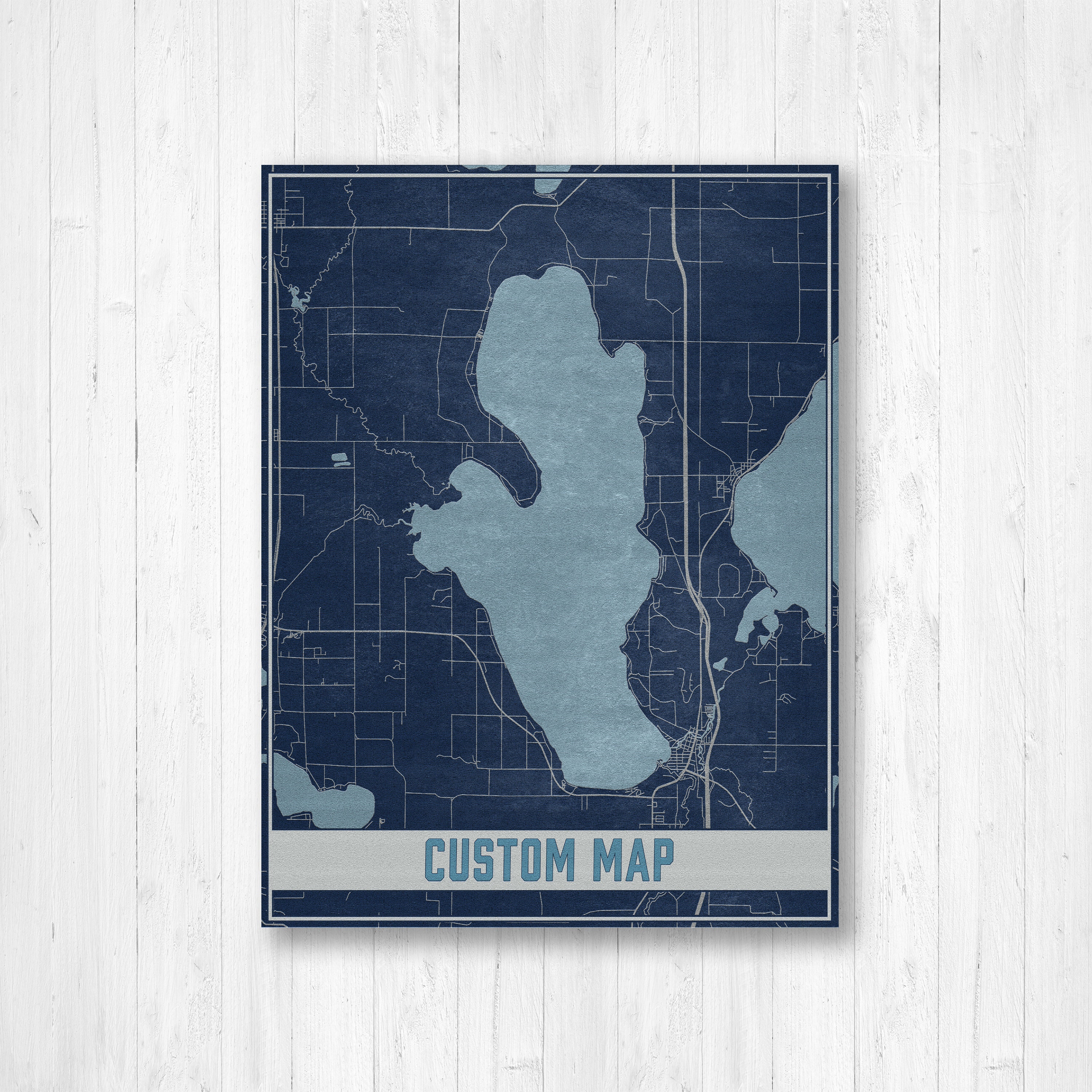 Custom Map, City Map Of Hometown, Print, Dark Blue Vintage Illustration, Street Wall Art