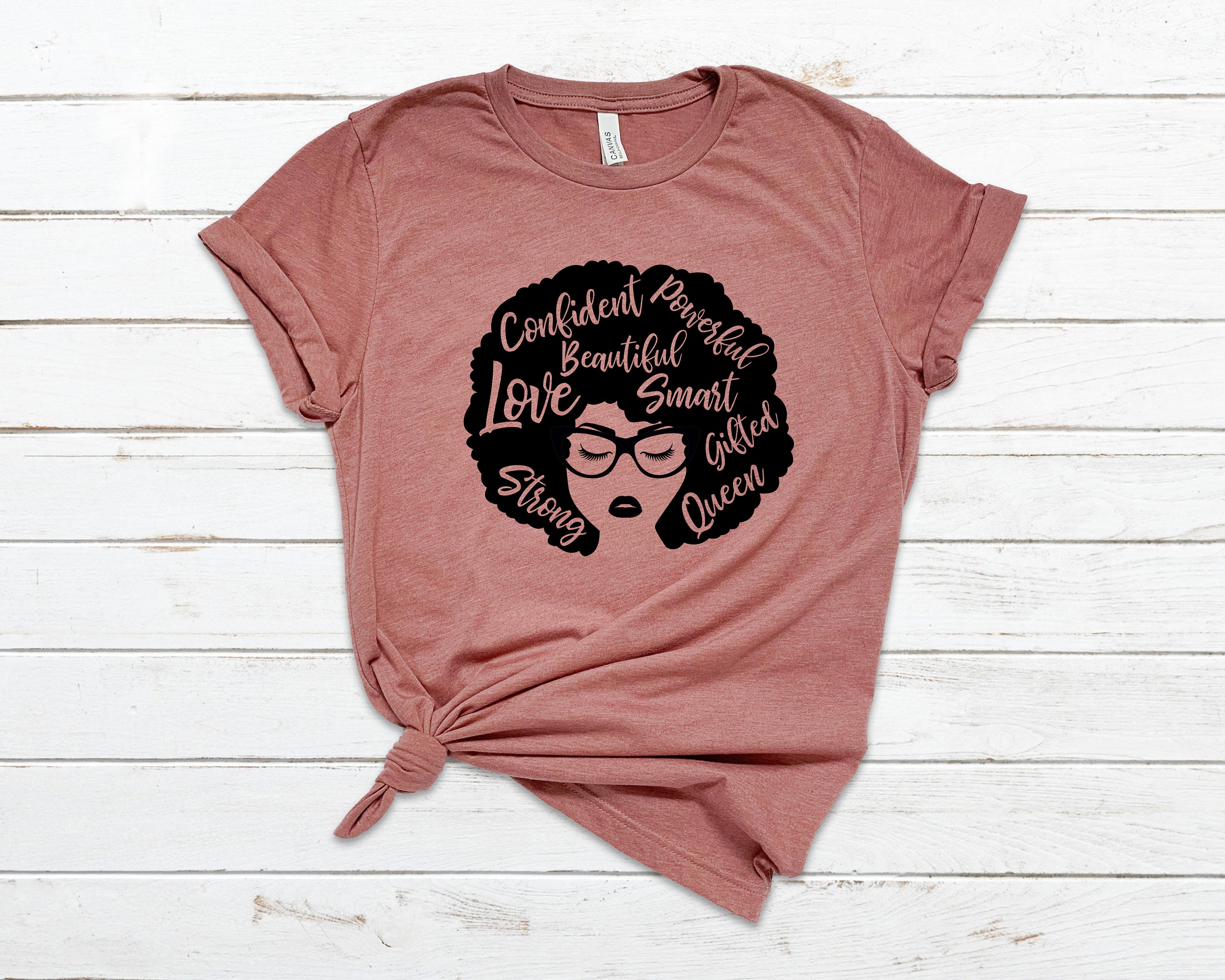 African American Woman Afro Blend| Strong | Confident Powerful Smart Gifted Queen Beautiful Love T-Shirt Racerback