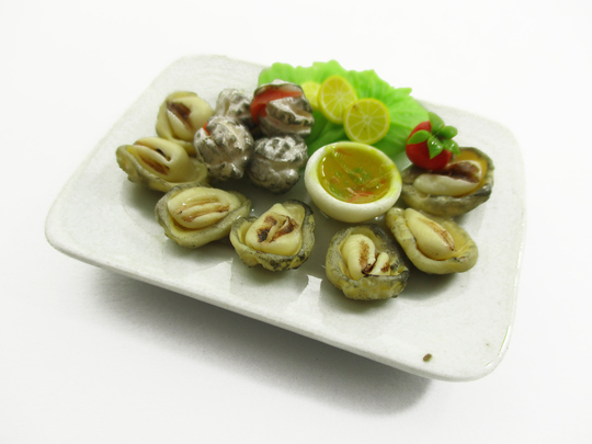 16 Compatible With Barbie Dollhouse Miniature Food Seafood Fresh Oyster Ceramic Plate 14705