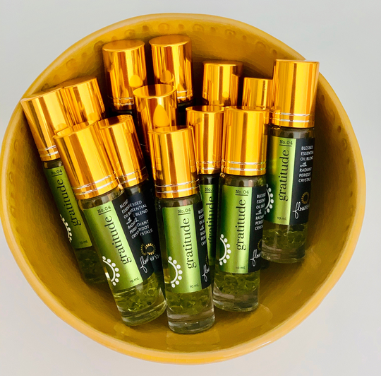 Gratitude Essential Oil Roller Blend With Peridot Crystals/Perfume Oil/ Fragrance Oil Aromatherapy Thank You Gift Gratitude Gift
