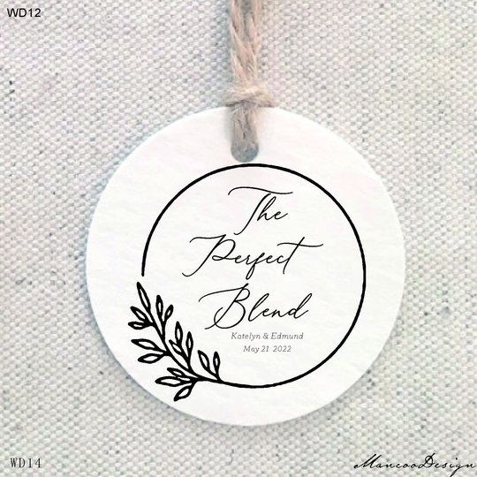 Coffee Wedding Favor-Customized The Perfect Blend Favor Stamps- Wreath Stamp-The Perfect Blend Stamp - Wedding -Couple Stamp