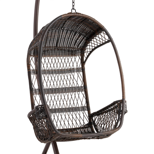Espresso All Weather Wicker Chillasan Outdoor Patio Hanging Chair: Brown by World Market