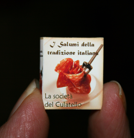 Dollhouse Miniatures "Salami, Cook Book " - Artisan Handmade Miniature in 12Th Scale. From Cosediunaltromondo Italy