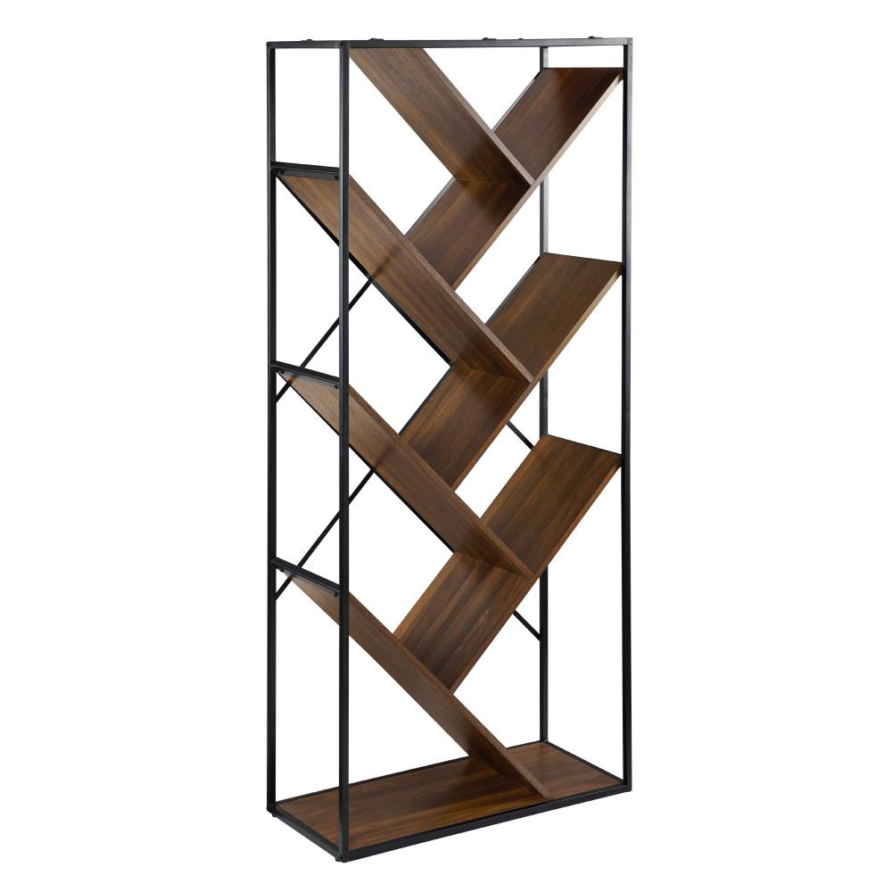 Walker Edison Dark Walnut Metal 10-Shelf Bookcase in Brown | LWS68VONDW