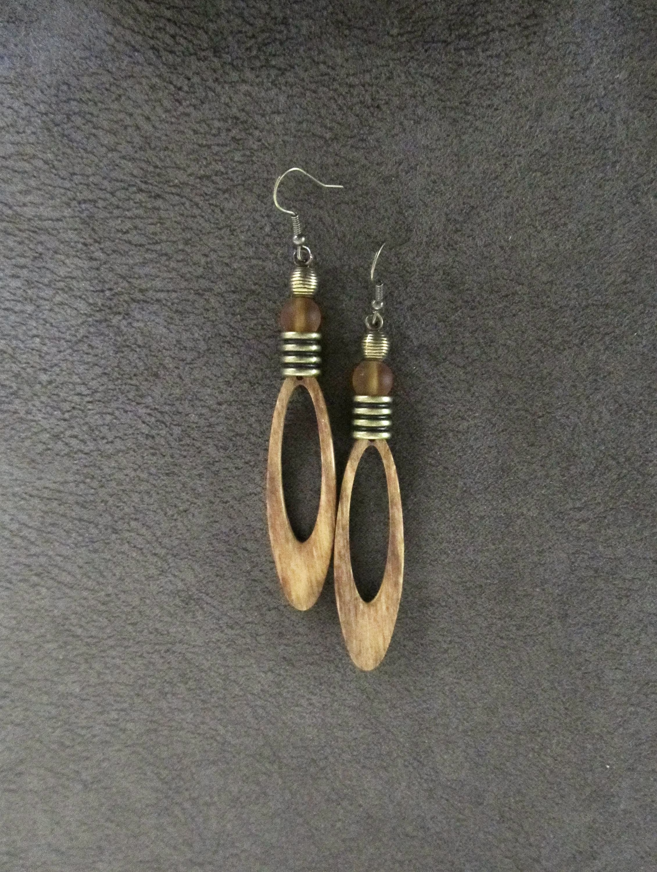 Long Wood Earrings, Bold Statement Afrocentric Jewelry, African Geometric Rustic Natural Bohemian