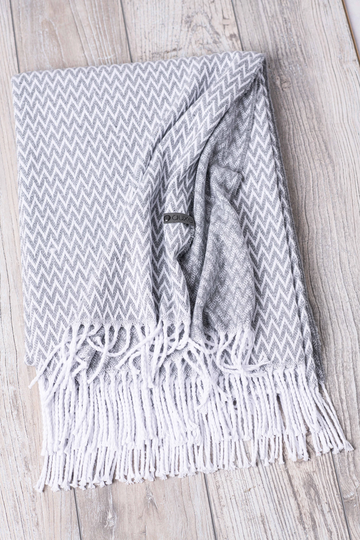 Soft Cotton Blend Blanket, Grey, Throw Bedspread, Plaid, Sofa Throw, Beach Blanket
