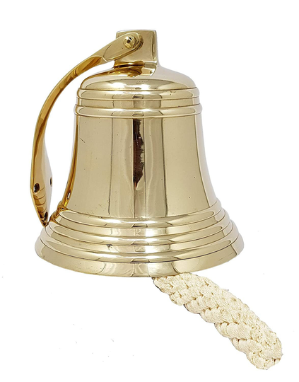 Antique Brass Ship Bell 6Inch Large Polished Nautical Hanging Wall Mount Decor Outdoor Replica Jumbo