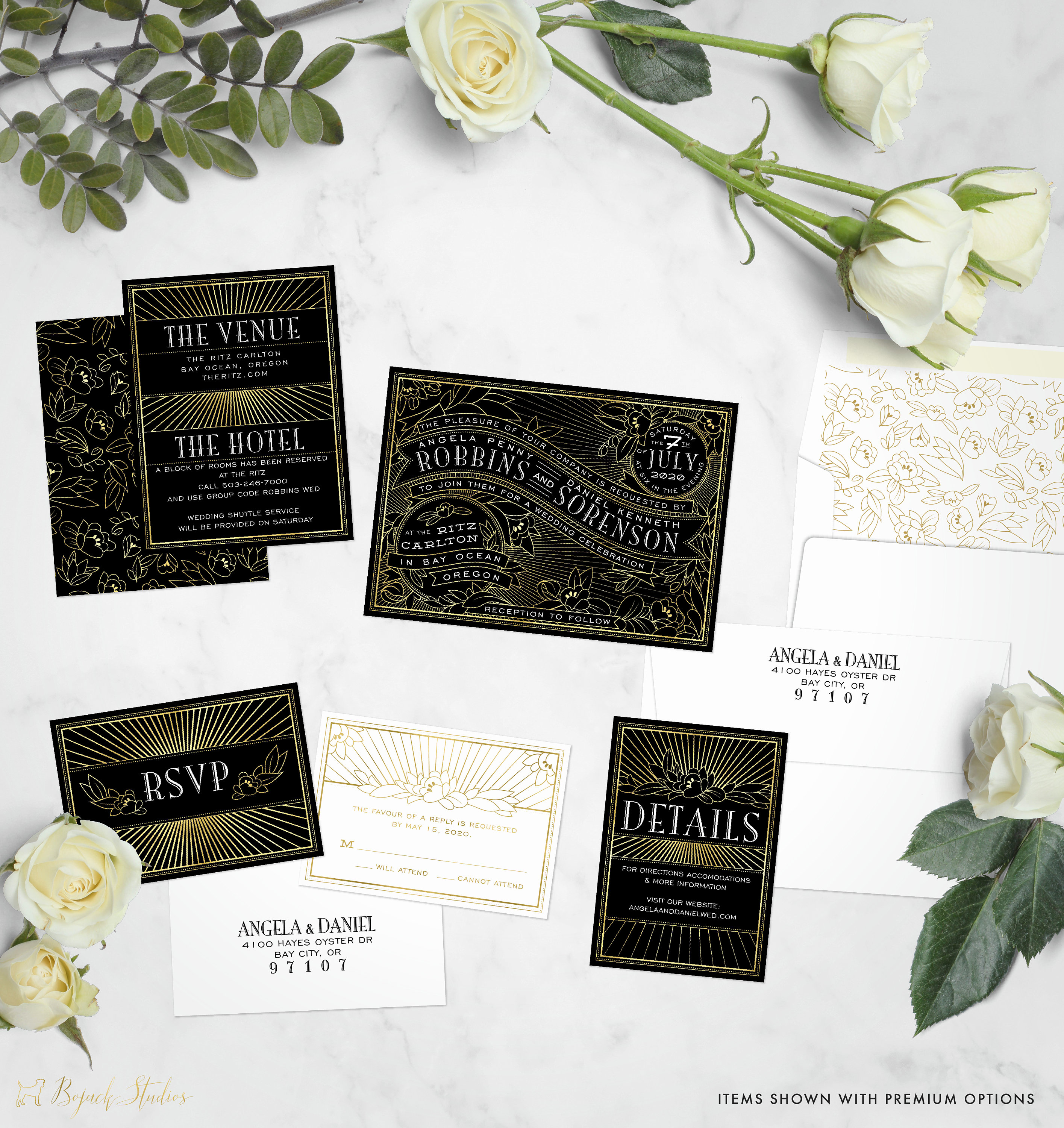Art Deco Invitations, Printed Wedding Invite, Printable Invitation, Custom Angela