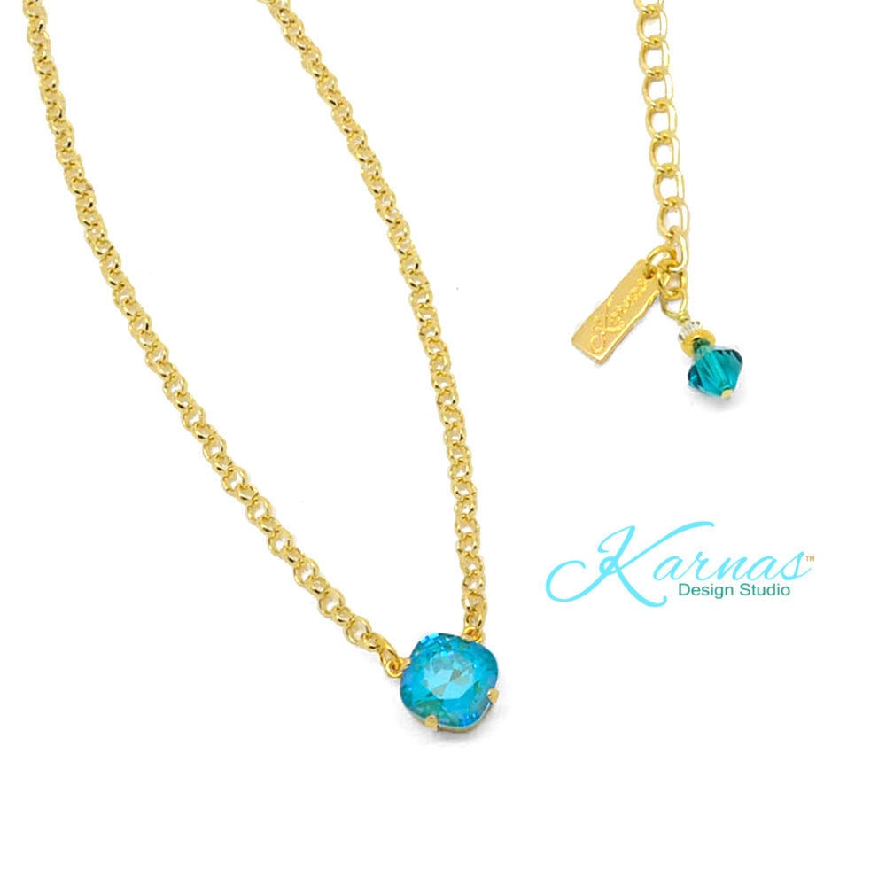 Radiant Blue Nile 12mm Necklace K.d.s. Premium Crystal Choose Your Finish Karnas Design Studio Free Shipping