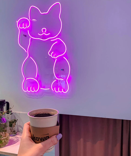 Lucky Cat Neon Sign/Maneki Neko Neon Led Sign Lover Unique Gift Japanese Ramen Noodles Waving Wall Art Bedroom
