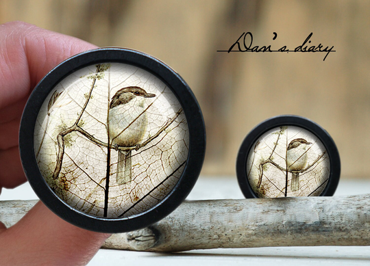 Flower & Bird Pattern Domed Glass Cabochon Pulls Knobs Pull For Cabinets Vintage Bronze Golden Silver Black Finishes Available, Hd-1229