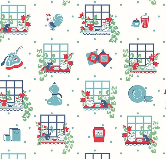 Cook Book Window Cottage, Lori Holt For Riley Blake, 1/2 Yard - Cut Continuously, C11756-Cottage