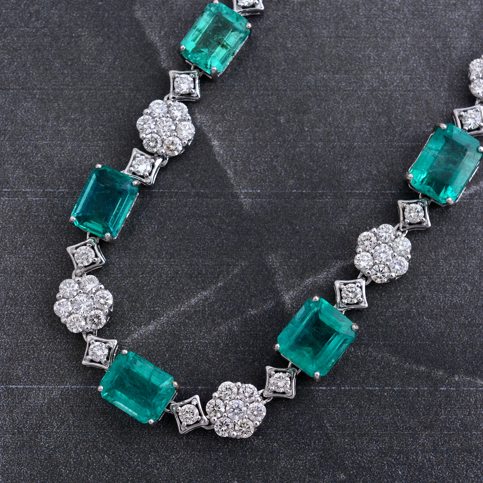 14K Gold 52.7 Ct Zambian Emerald Necklace 21.8 Carat Natural Diamond | Si Clarity Hi Color Gemstone 32 Inch Jewelry