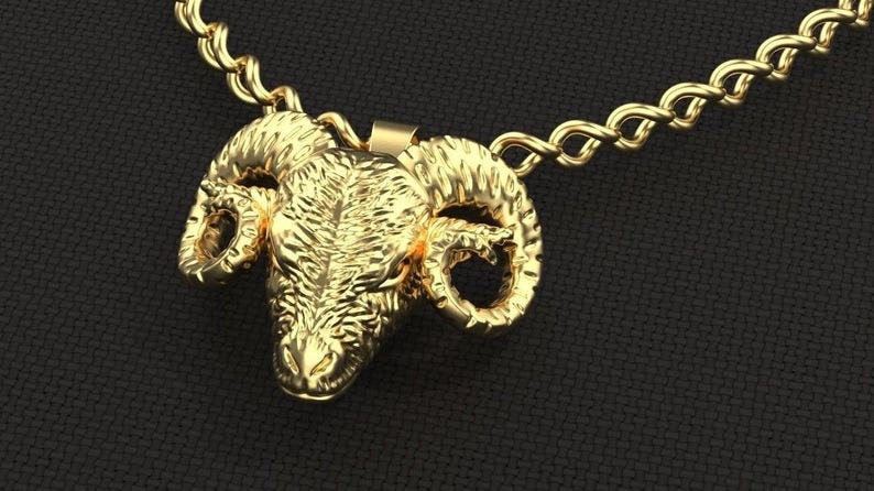 Aries Pendant Ram Signet Horoscope Jewelry, Silver Huge Ram Pendant, Gift For Him, Her Unisex Silver Mens, Womens Pendant, Men Pendant