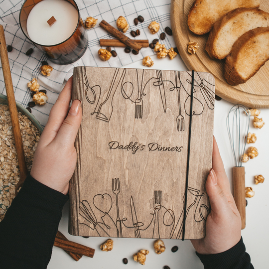 Custom Recipe Book, Wooden Binder, Personalized Cookbook, Dad Gift For Cooks, Birthday Mom Cooking Gifts Mother