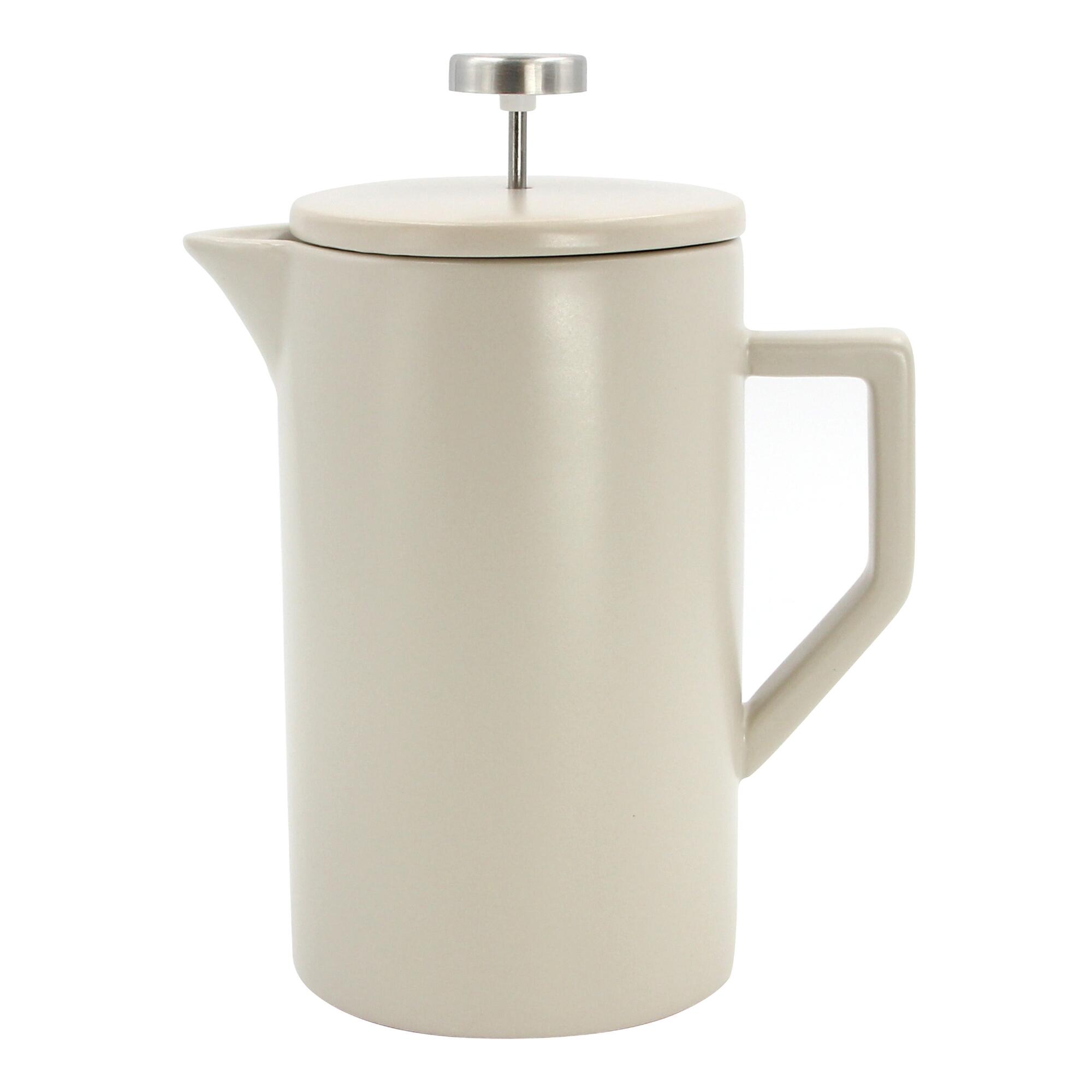 Stone Gray Ceramic and Brushed Silver French Press by World Market