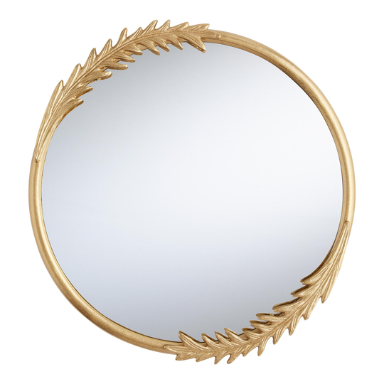 Round Gold Leaf Wall Mirror - Metal - Medium by World Market