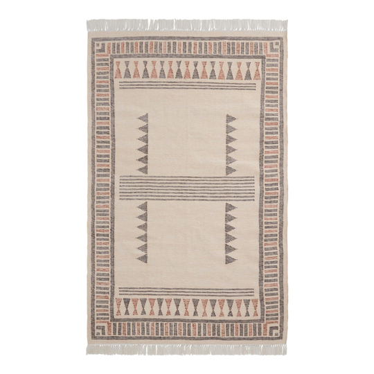 Black and Tan Kilim Goa Indoor Outdoor Patio Rug: Brown - Polyester - 5' x 8' by World Market