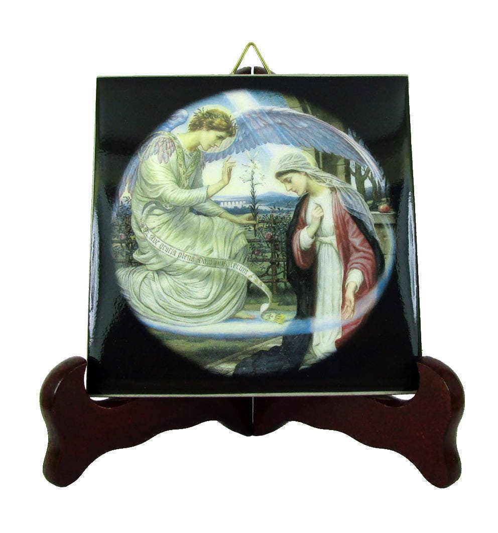Religious Gifts - Annunciation To The Blessed Virgin Mary Catholic Print On Tile Handmade in Italy Craft Religious