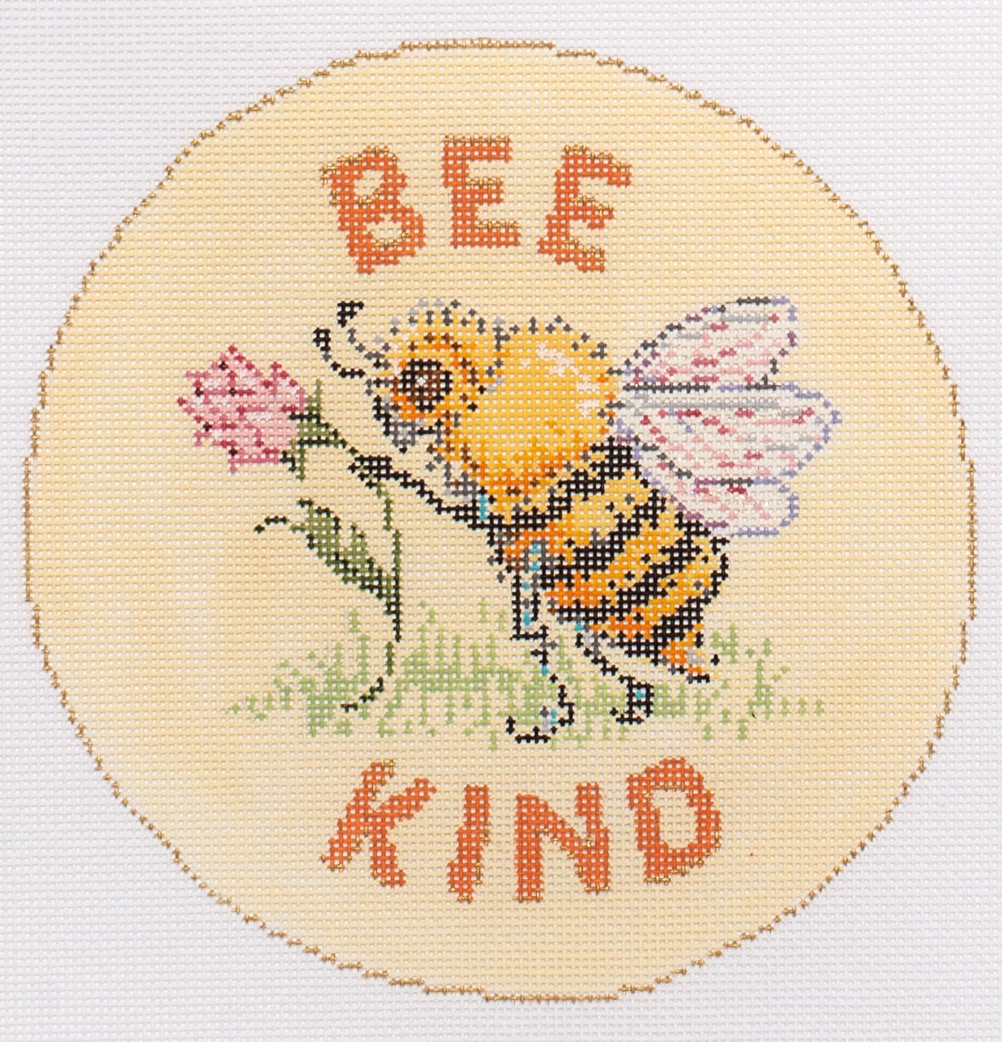 Needlepoint Handpainted Sandra Gilmore Bee Kind 6 -Free Us Shipping