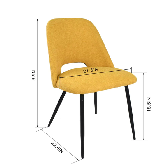 NeuType Contemporary/Modern Polyester/Polyester Blend Upholstered Dining Side Chair (Metal Frame) in Yellow | MIRUO-A051