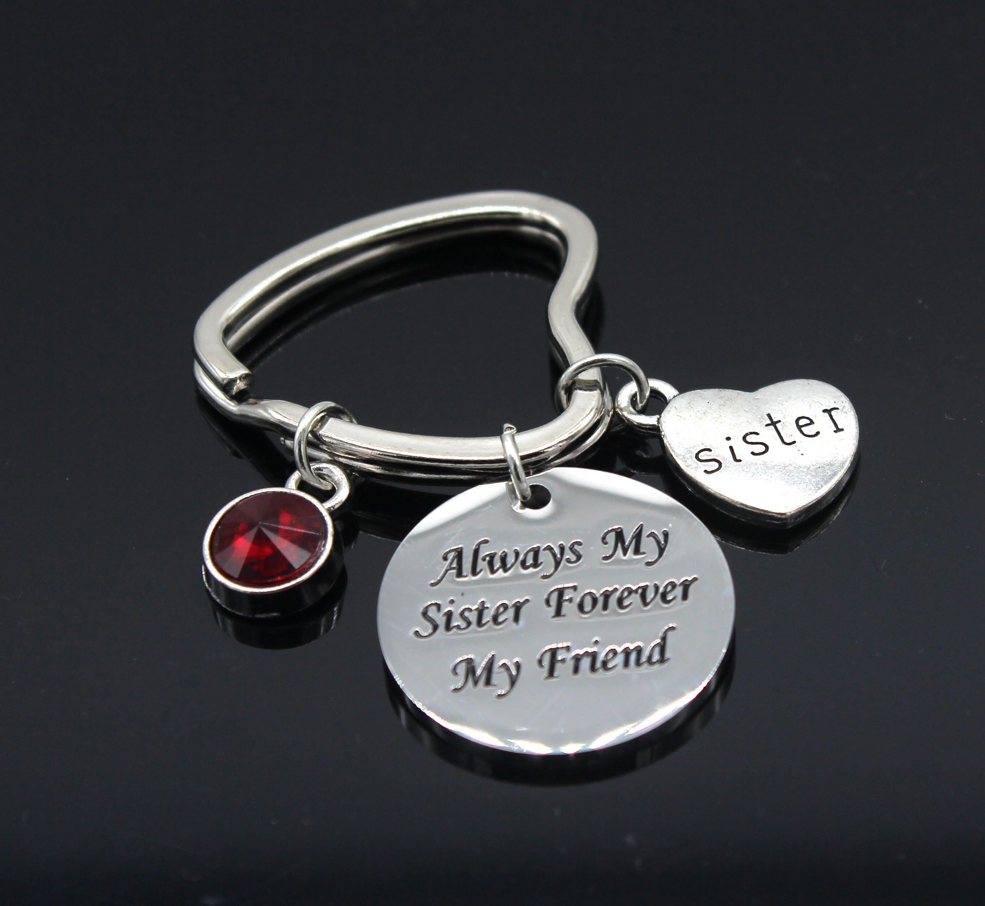 Always My Sister Forever My Friend.birthstone Keychain.best Friend Keychain, Friendship Keychain.sister Keychain, Personalized Birthday Gift