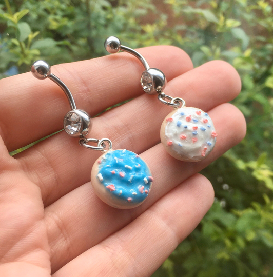 Frosted Sprinkle Sugar Cookie Belly Button Rings