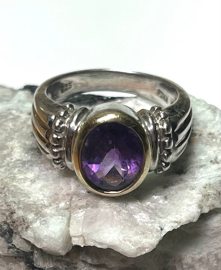 Michael C Fina Amethyst Ring Sz8 14K Sterling Silver