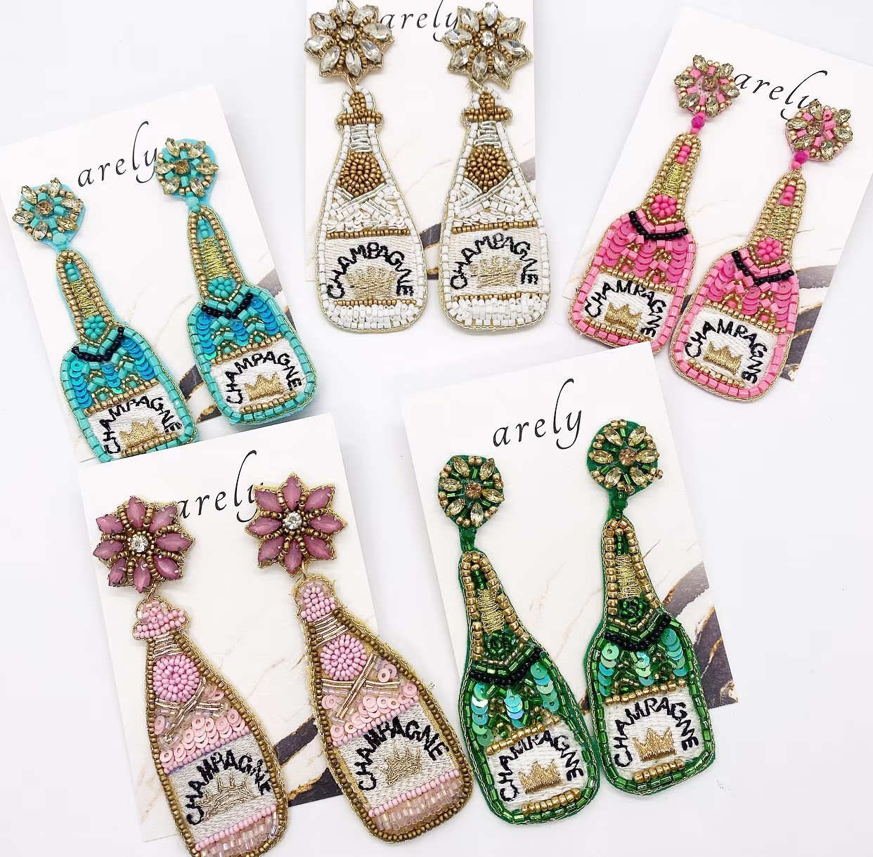 Champagne Bottle, Bridal Party Gifts, Bubbly, Champagne, Bridesmaid Gifts, Beaded Earrings, Seed Bead Earrings, Bubbly Drink Earrings