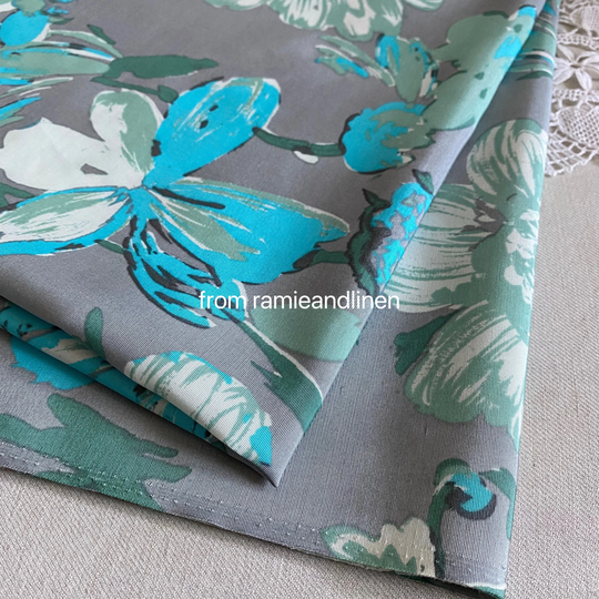 Silk Fabric, Ribbed Cotton Blend Floral Print Fat Quarter, 18" By 22"