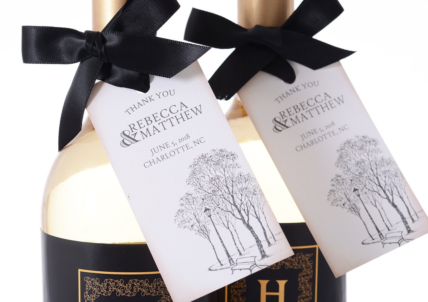 Vintage Park Wedding Tags - Wine Bottle Tags, Favor Box Bag Personalized Hanging Gift #wtg-200B