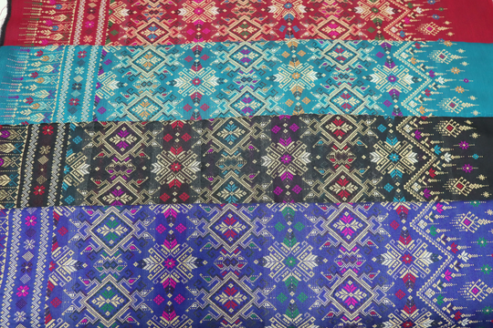 Thai Brocade Cotton Blend Fabric Not A Readymade Sarong, Costume Materials, Tube Sarong Skirt Laos Wedding Dress Materials