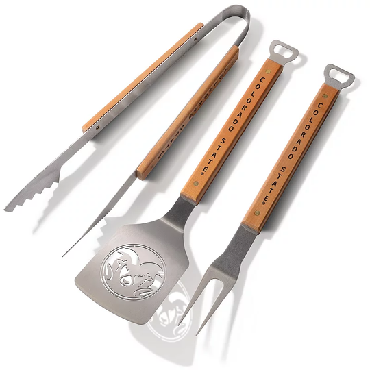 Colorado State Rams Classic Series 3-Piece Grill Tongs, Spatula & Fork BBQ Set, Team