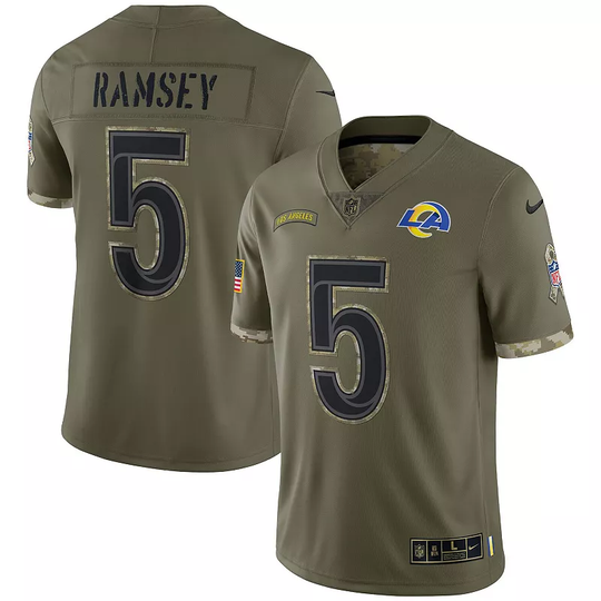 Men's Nike Jalen Ramsey Olive Los Angeles Rams 2022 Salute To Service Limited Jersey, Size: Small, Multicolor