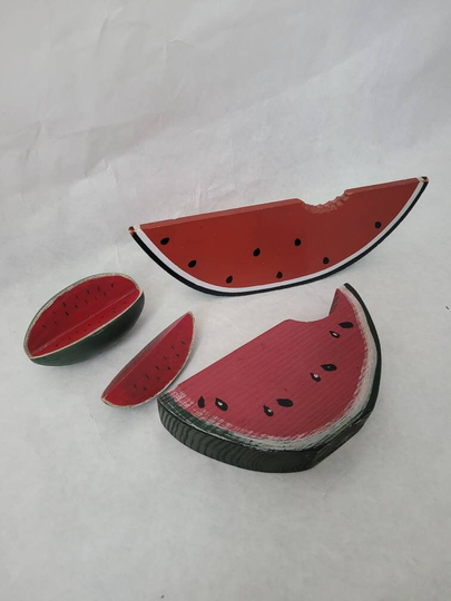 Vintage Wooden Watermelon Hand Made Set Of 3 Country Home Kitchen Decor