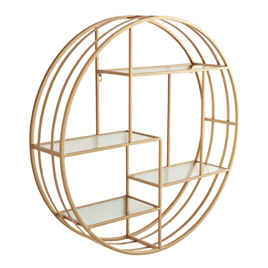 Round Gold Metal and Glass Mateo Wall Shelf - Medium by World Market