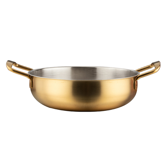 Nonstick Non-coating Seafood Stainless Steel Fry Grill Pan Griddles Tableware - golden