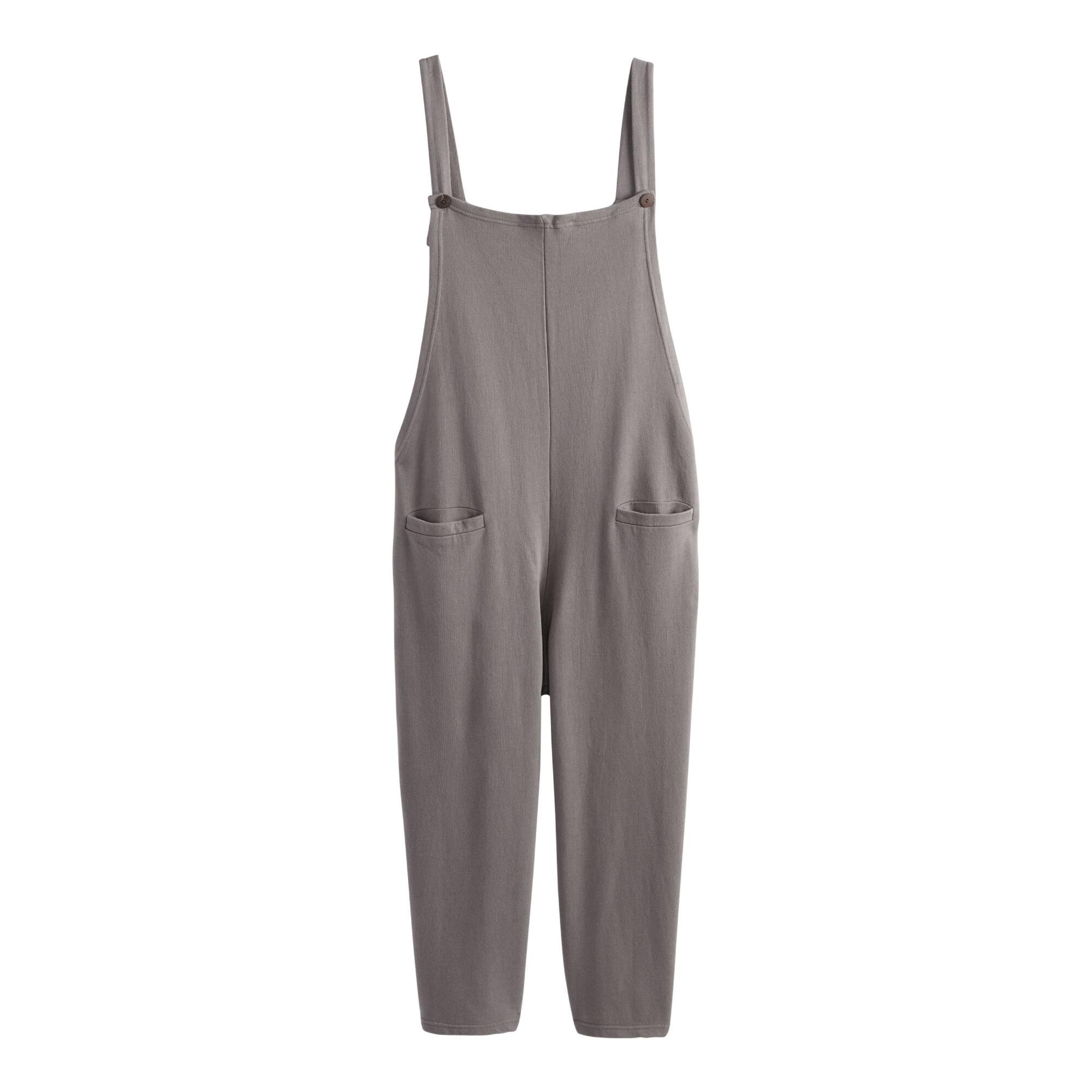 Gray Fleece Lounge Overalls With Pockets by World Market