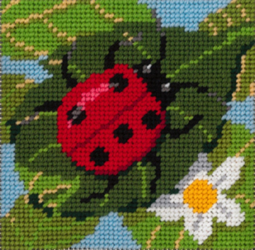 Needlepoint Quickpoint Kit Handpainted Sandra Gilmore Ladybug 9x9 -Free Us Shipping