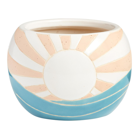 Blue And Pink Ceramic Rising Sun Planter: Multi by World Market