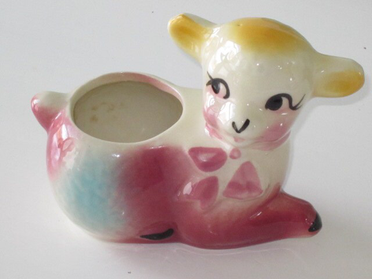 Sweet Vintage Pottery Lamb Sheep Planter