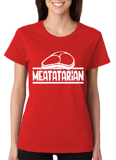 Meatatarian Carnivore Diet No-Vegans Here No Lettuce Only Animal Meat Beef Steak Poultry Seafood Fish Eating Animals Womens T-Shirt Sf-0412