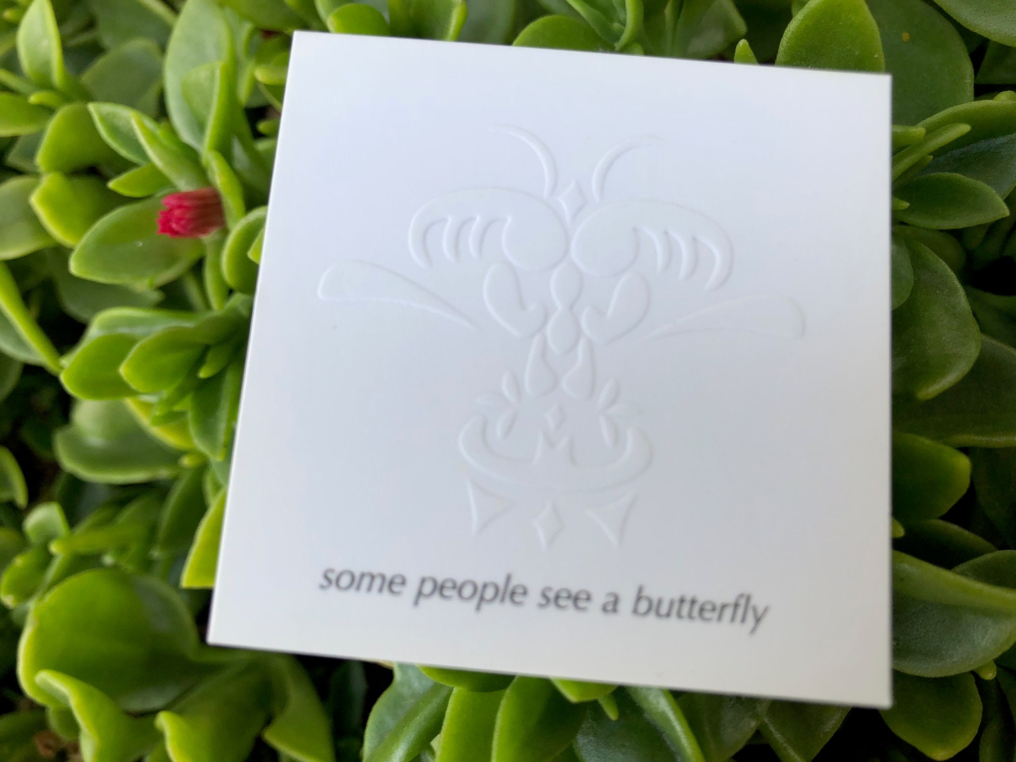 200 Business Cards Or Hang Tags - Mini Square 2x2 14 Pt Matte Stock Blind Embossed Debossed Professional Custom Color Printing Calling"