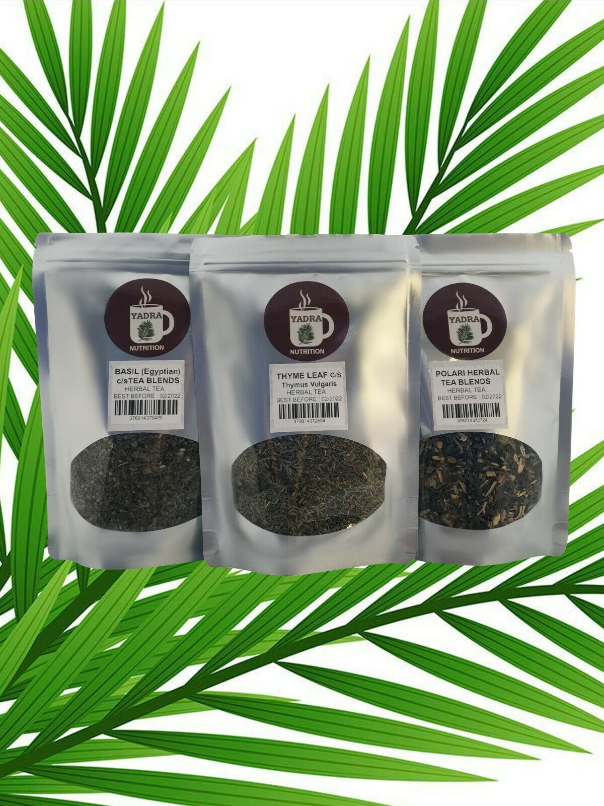 Polari Basil and Thyme Herbal Tea Blends 2-4 Oz Resealable Pouch Gift Set