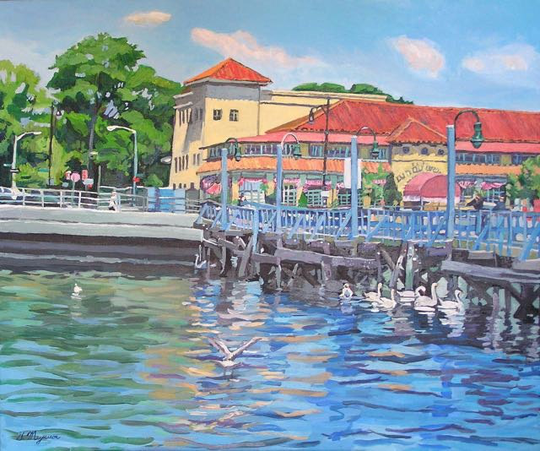 Brooklyn Painting, Lundys Sheepshead Bay, Coney Island. Manhattan Beach, Wall Decor Gwen Meyerson